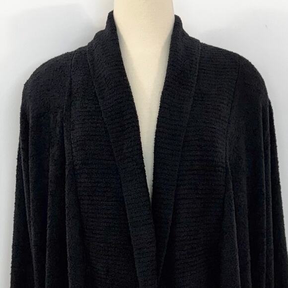 Barefoot Dreams Bamboo Chic Lite Open-Front Wrap Cardigan Sweater Black L/XL - Picture 3 of 10
